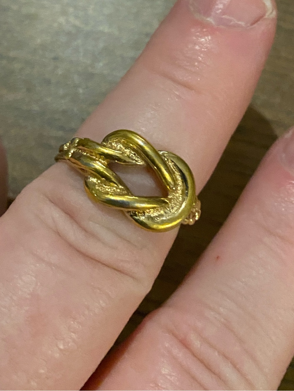 Vintage Emmons Gold Tone Twist Knot Adjustable Ring